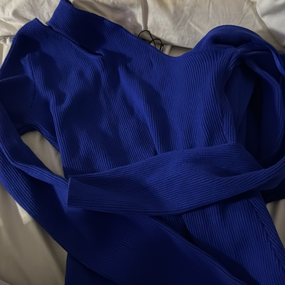 Royal blue midi sweater dress